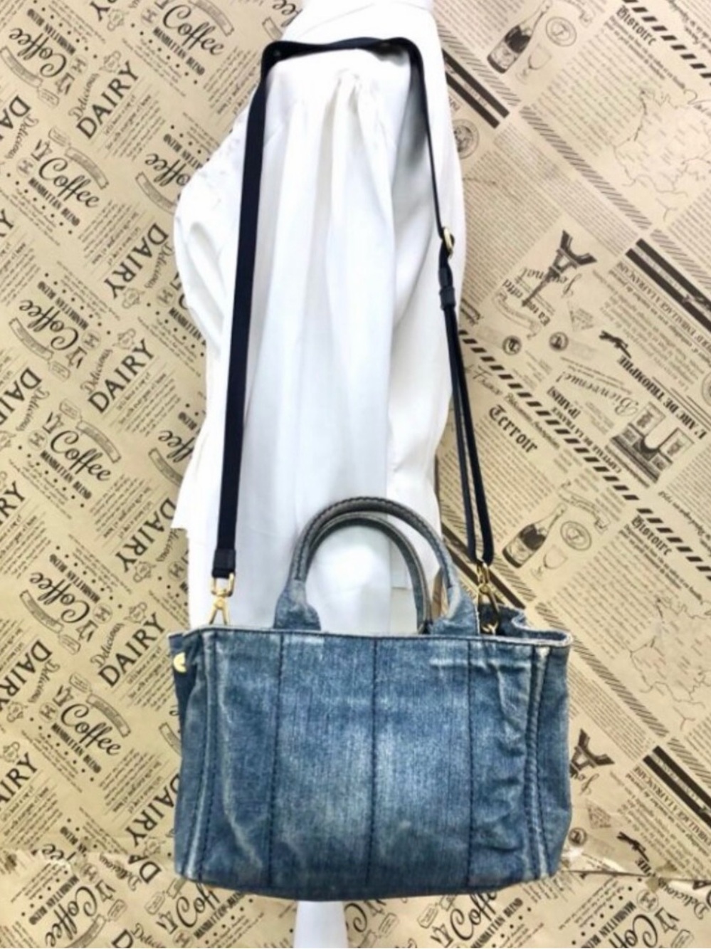 Prada Canapa Tote Vintage Denim Blue - Picture 5 of 15